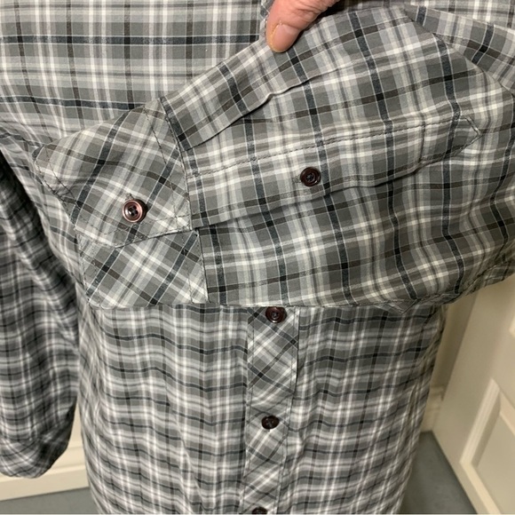HURLEY Active wear Preppy Gray Plaid Casual Button Down Shirt Chest pocket Sz L - Picture 8 of 13